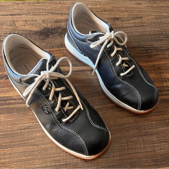 Rockport Black Leather Steel Toe Casual Lace Up Work Shoes Size 7.5M - Picture 1 of 14